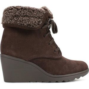 White Mountain Koko Wedge Heel Bootie Black Suede